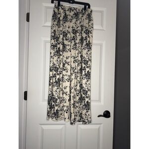 Cider Large Flowy Pants Cream W Navy Floral